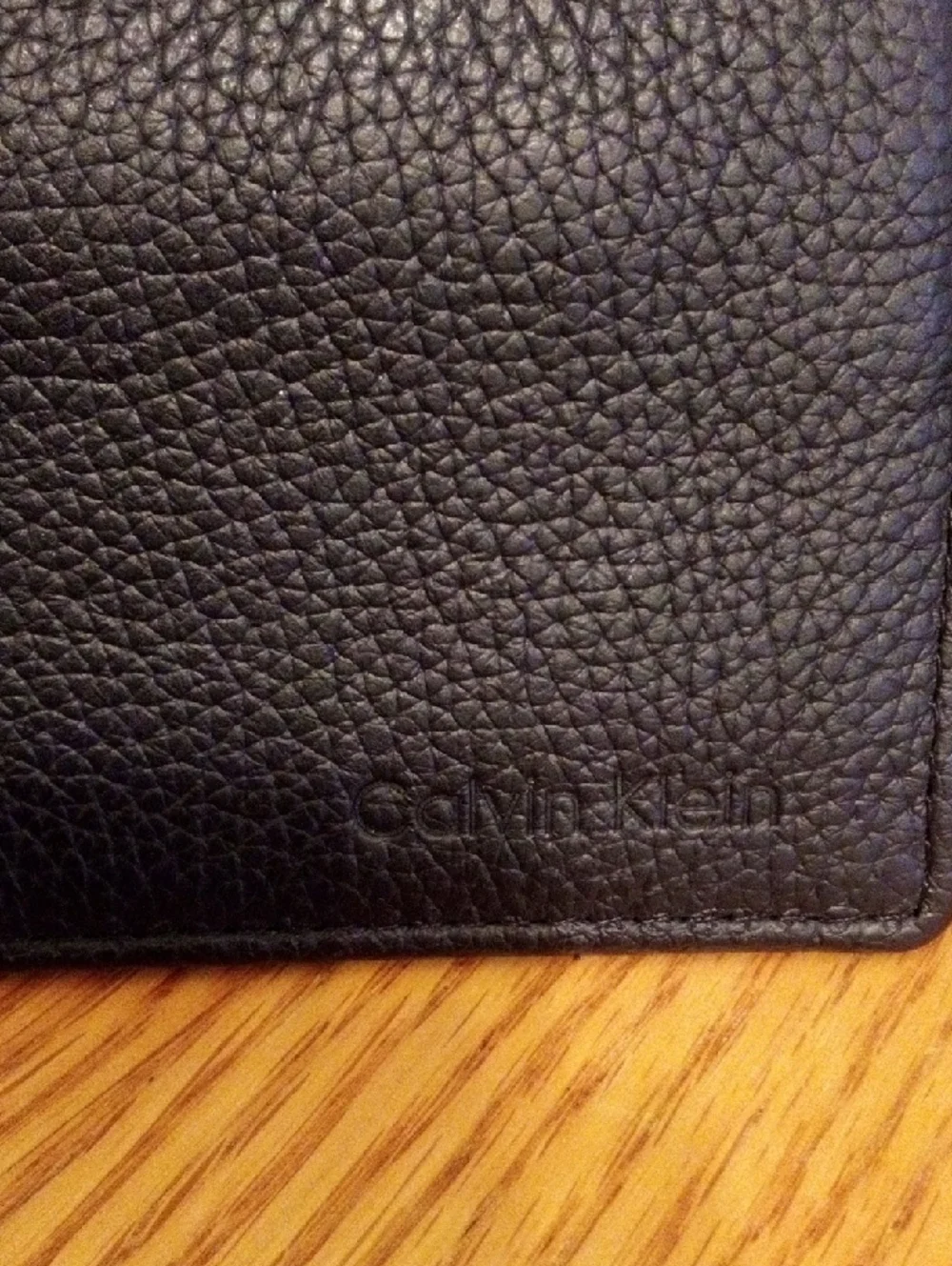 Calvin Klein Black Pebbled Leather Bi-Fold Card Holder